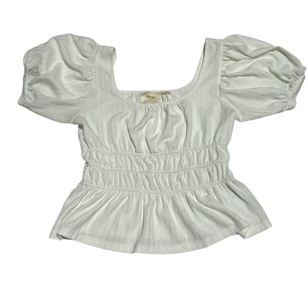 Anthropologie Maeve White‎ Puff Sleeve Blouse